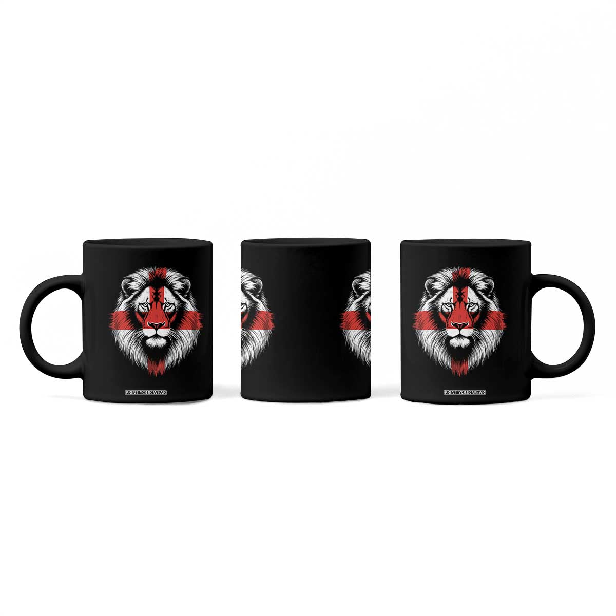 Majestic England Lion Face Graphic Coffee Mug Patriotic St. Georges Cross British Pride Heritage