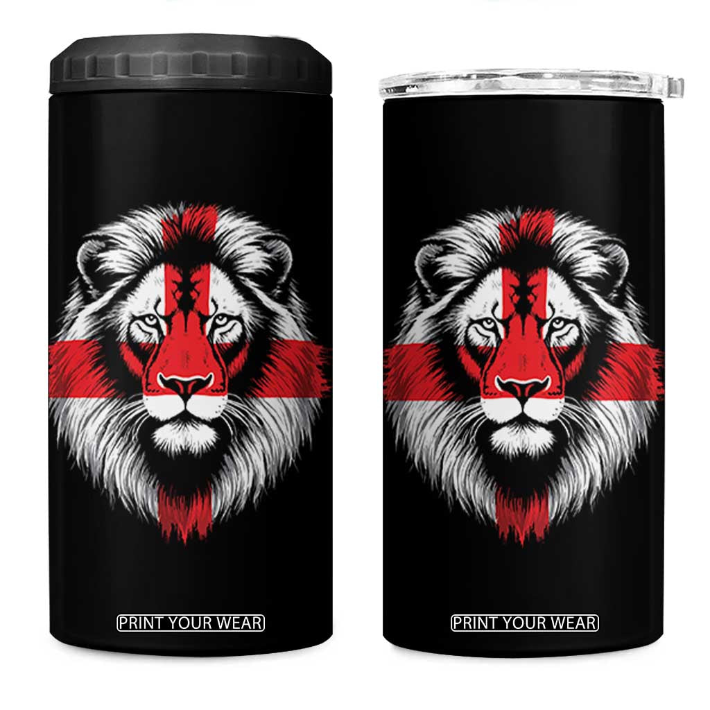 Majestic England Lion Face Graphic 4 in 1 Can Cooler Tumbler Patriotic St. Georges Cross British Pride Heritage