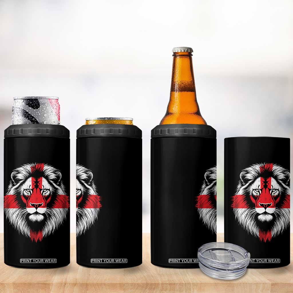 Majestic England Lion Face Graphic 4 in 1 Can Cooler Tumbler Patriotic St. Georges Cross British Pride Heritage