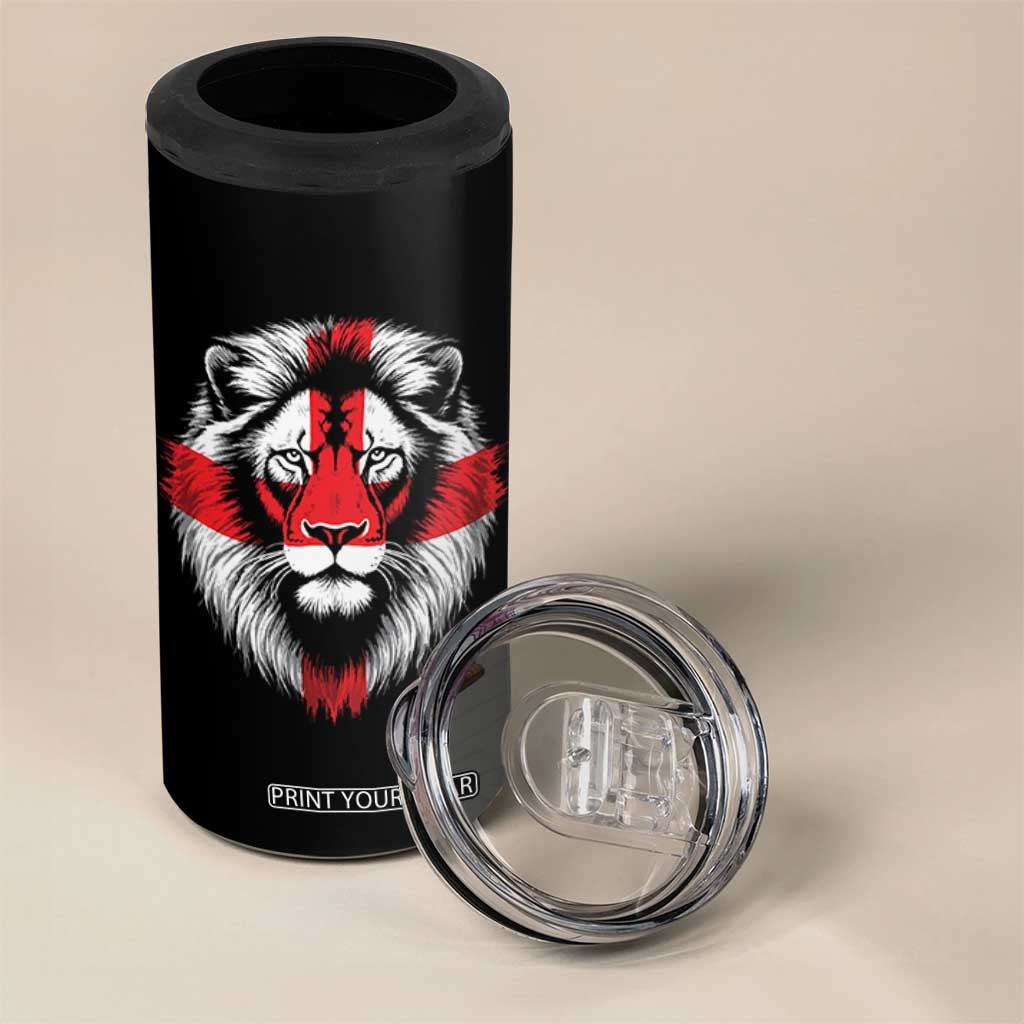Majestic England Lion Face Graphic 4 in 1 Can Cooler Tumbler Patriotic St. Georges Cross British Pride Heritage