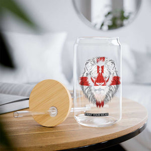 Majestic England Lion Face Graphic Glass Can Patriotic St. Georges Cross British Pride Heritage