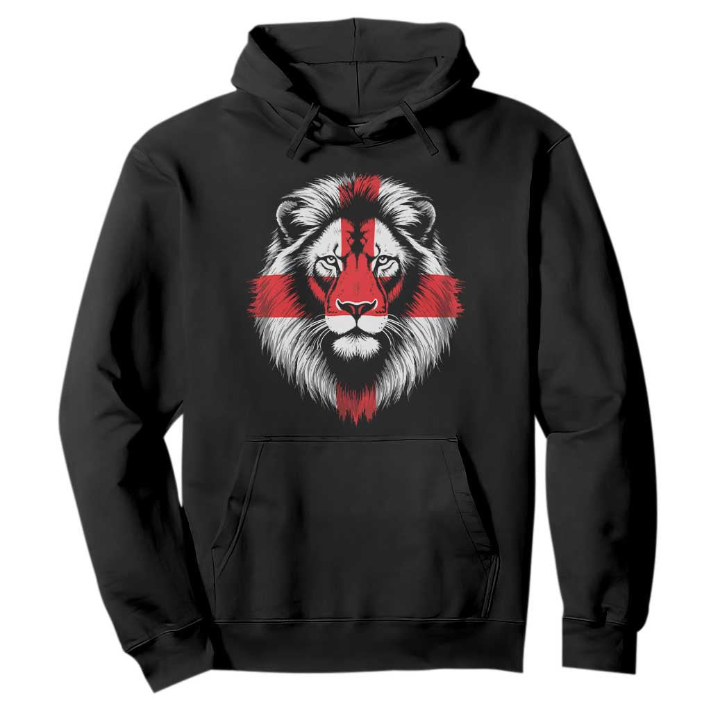Majestic England Lion Face Graphic Hoodie Patriotic St. Georges Cross British Pride Heritage