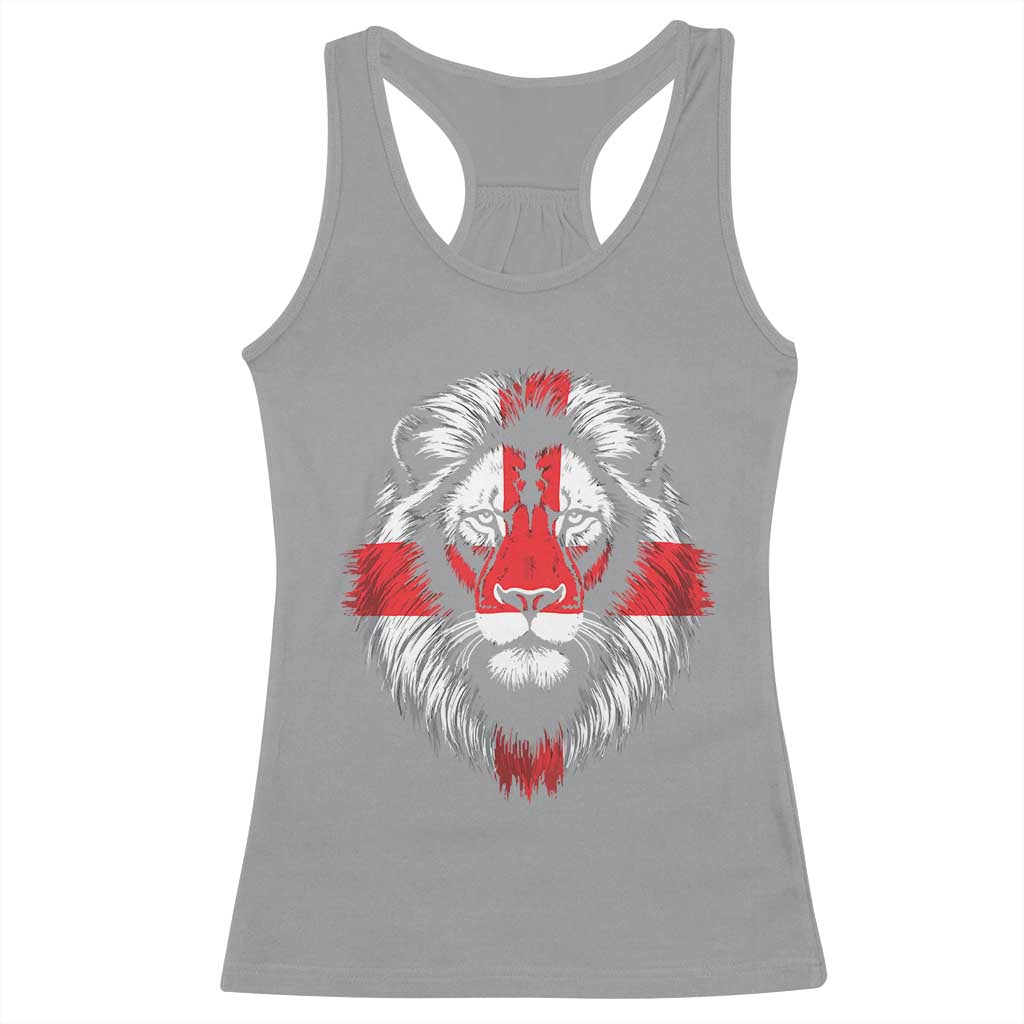 Majestic England Lion Face Graphic Racerback Tank Top Patriotic St. Georges Cross British Pride Heritage
