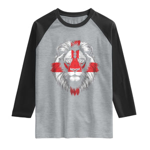Majestic England Lion Face Graphic Raglan Shirt Patriotic St. Georges Cross British Pride Heritage