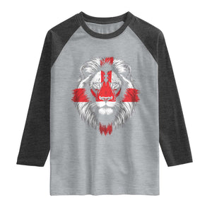 Majestic England Lion Face Graphic Raglan Shirt Patriotic St. Georges Cross British Pride Heritage