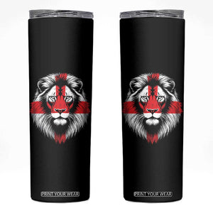Majestic England Lion Face Graphic Skinny Tumbler Patriotic St. Georges Cross British Pride Heritage
