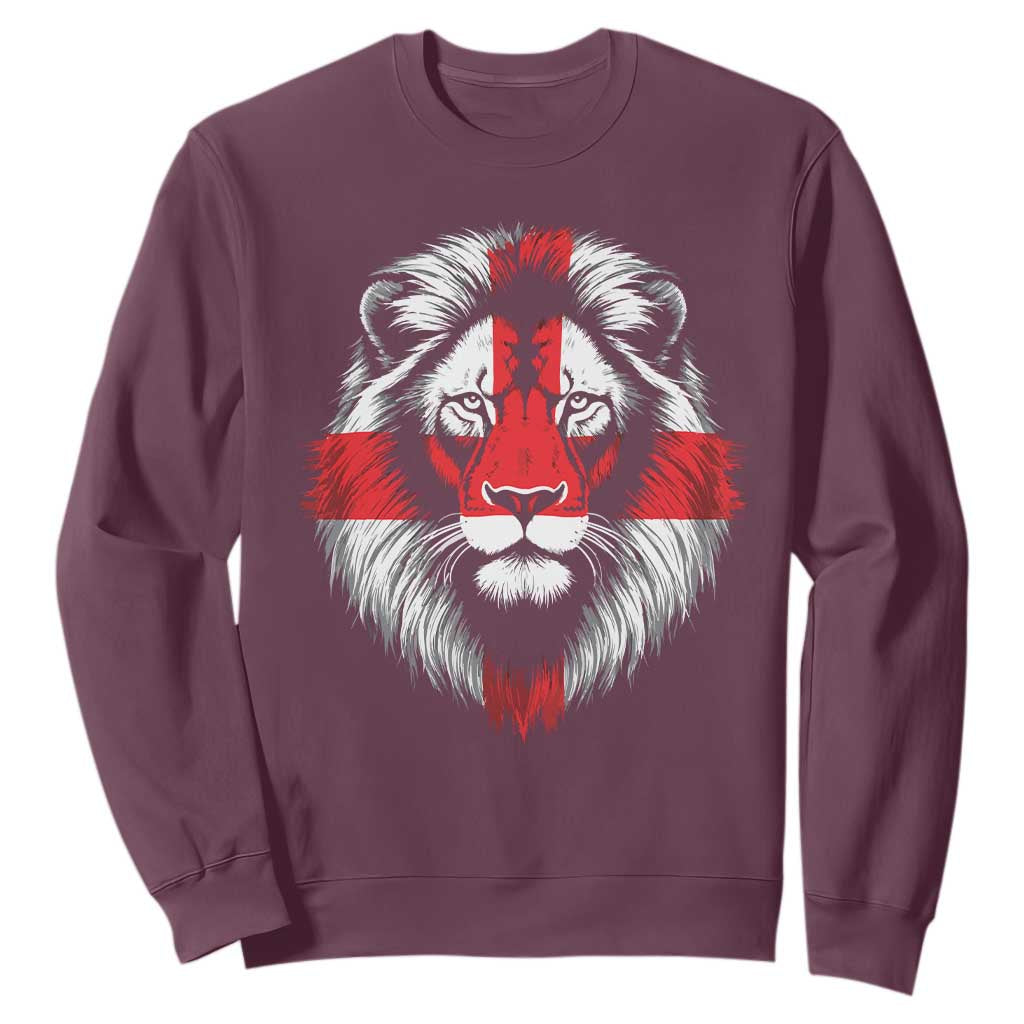 Majestic England Lion Face Graphic Sweatshirt Patriotic St. Georges Cross British Pride Heritage