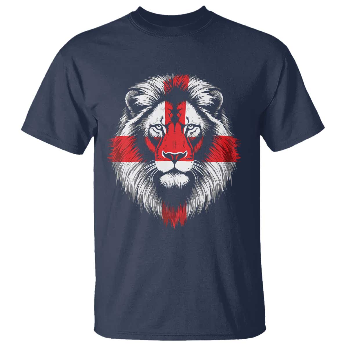 Majestic England Lion Face Graphic T Shirt Patriotic St. Georges Cross British Pride Heritage