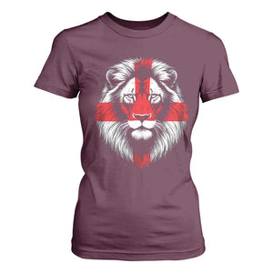 Majestic England Lion Face Graphic T Shirt For Women Patriotic St. Georges Cross British Pride Heritage