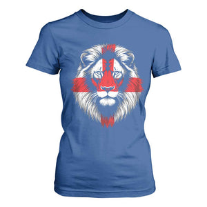 Majestic England Lion Face Graphic T Shirt For Women Patriotic St. Georges Cross British Pride Heritage