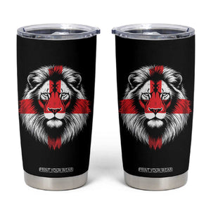 Majestic England Lion Face Graphic Tumbler Cup Patriotic St. Georges Cross British Pride Heritage