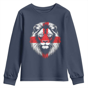 Majestic England Lion Face Graphic Youth Sweatshirt Patriotic St. Georges Cross British Pride Heritage