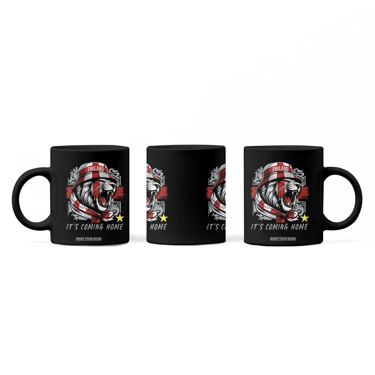 Roaring Lions England Football Pride Coffee Mug Retro Patriotic Soccer British Football Fans