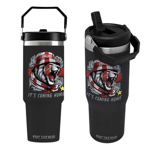 Roaring Lions England Football Pride Flip Straw Tumbler Retro Patriotic Soccer British Football Fans