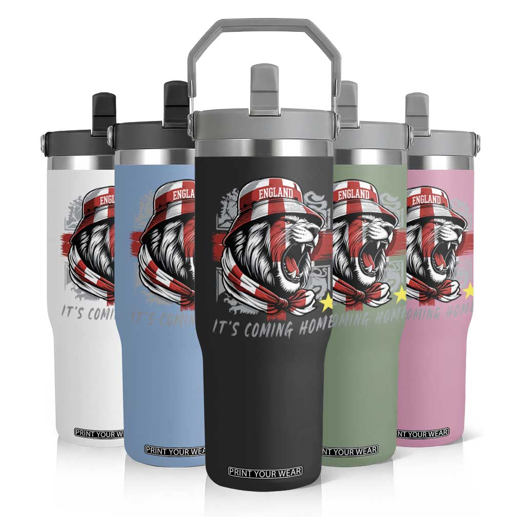 Roaring Lions England Football Pride Flip Straw Tumbler Retro Patriotic Soccer British Football Fans