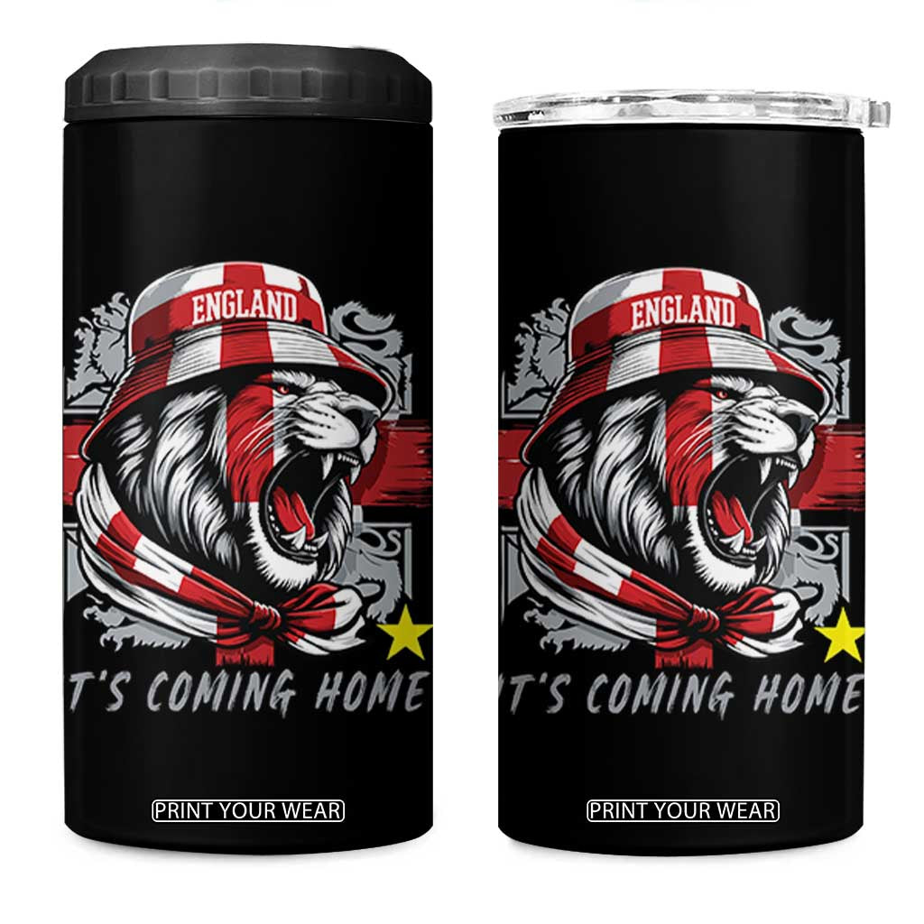 Roaring Lions England Football Pride 4 in 1 Can Cooler Tumbler Retro Patriotic Soccer British Football Fans TS02 One Size: 16 oz Black Print Your Wear