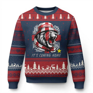 Roaring Lions England Football Pride Ugly Christmas Sweater Retro Patriotic Soccer British Football Fans