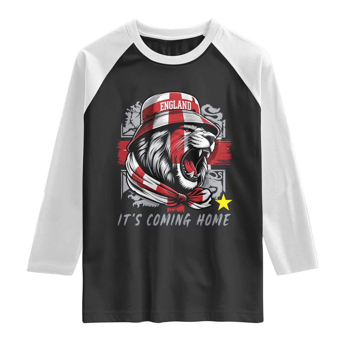 Roaring Lions England Football Pride Raglan Shirt Retro Patriotic Soccer British Football Fans