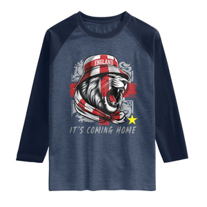 Roaring Lions England Football Pride Raglan Shirt Retro Patriotic Soccer British Football Fans