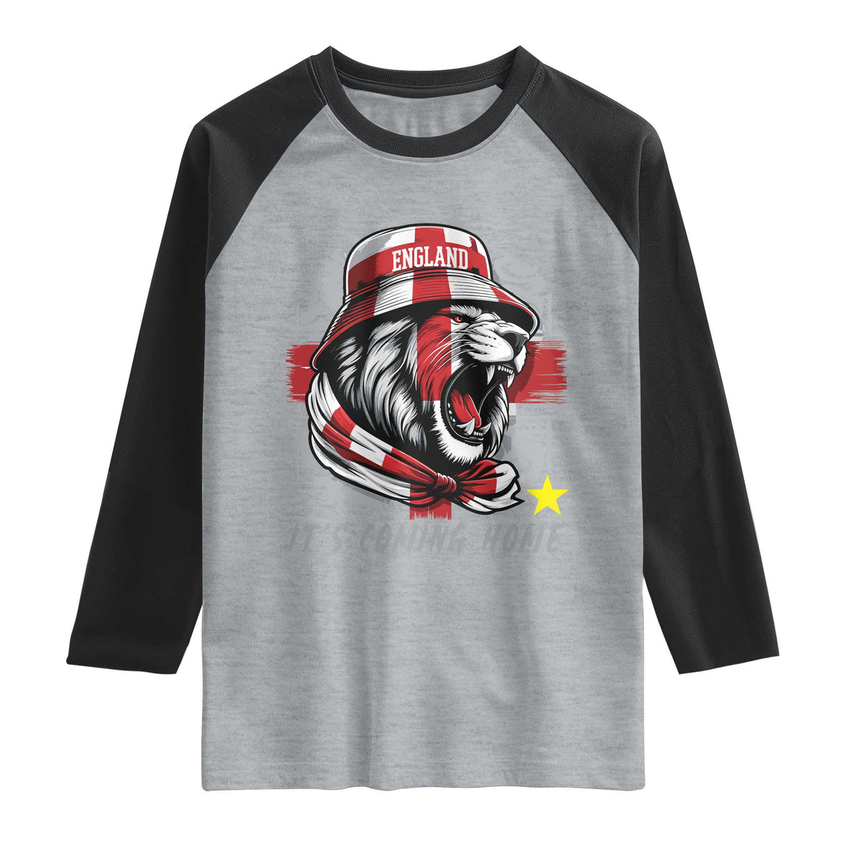 Roaring Lions England Football Pride Raglan Shirt Retro Patriotic Soccer British Football Fans