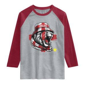 Roaring Lions England Football Pride Raglan Shirt Retro Patriotic Soccer British Football Fans