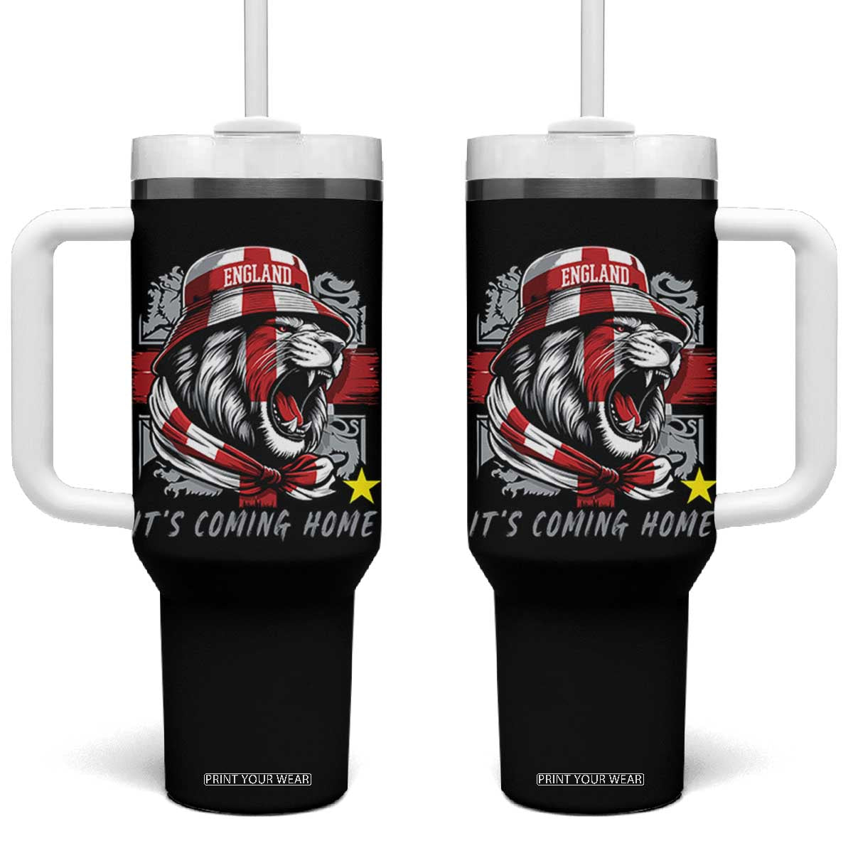 Roaring Lions England Football Pride Tumbler With Handle Retro Patriotic Soccer British Football Fans