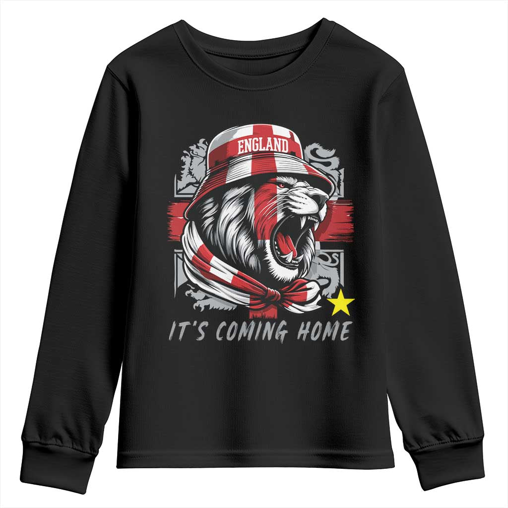 Roaring Lions England Football Pride Youth Sweatshirt Retro Patriotic Soccer British Football Fans TS02 Black Print Your Wear