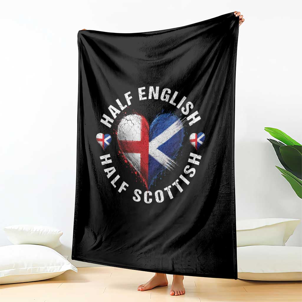 Half English Half Scottish Heritage Throw Blanket Heart St Georges Cross and Saltire Pride