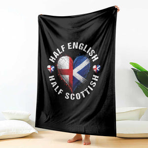 Half English Half Scottish Heritage Throw Blanket Heart St Georges Cross and Saltire Pride