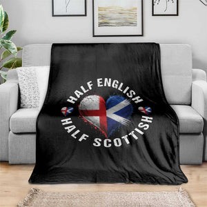 Half English Half Scottish Heritage Throw Blanket Heart St Georges Cross and Saltire Pride