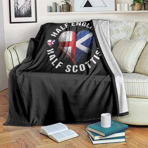 Half English Half Scottish Heritage Throw Blanket Heart St Georges Cross and Saltire Pride