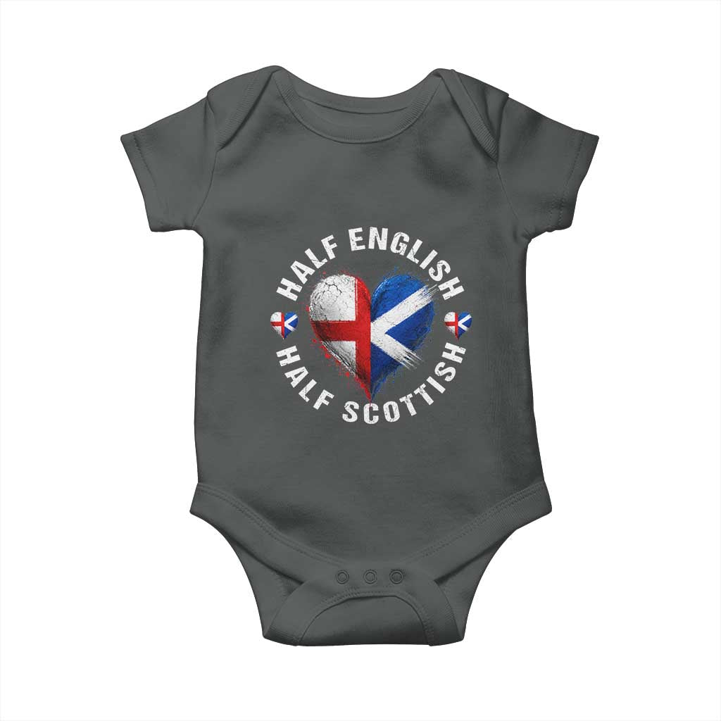 Half English Half Scottish Heritage Baby Onesie Heart St Georges Cross and Saltire Pride