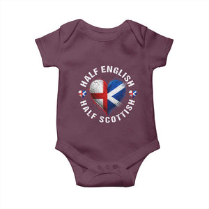 Half English Half Scottish Heritage Baby Onesie Heart St Georges Cross and Saltire Pride