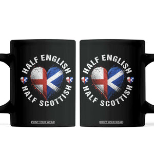 Half English Half Scottish Heritage Coffee Mug Heart St Georges Cross and Saltire Pride