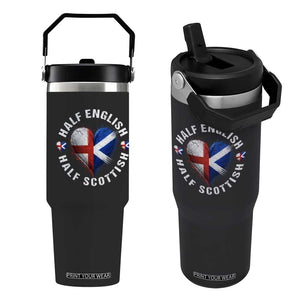 Half English Half Scottish Heritage Flip Straw Tumbler Heart St Georges Cross and Saltire Pride