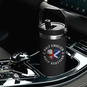 Half English Half Scottish Heritage Flip Straw Tumbler Heart St Georges Cross and Saltire Pride