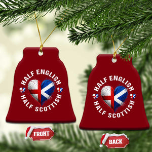 Half English Half Scottish Heritage Ceramic Ornament Heart St Georges Cross and Saltire Pride