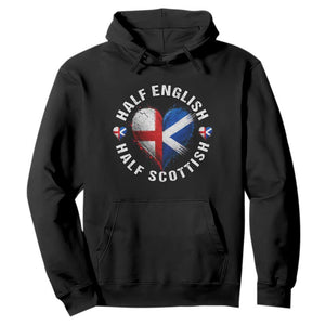 Half English Half Scottish Heritage Hoodie Heart St Georges Cross and Saltire Pride
