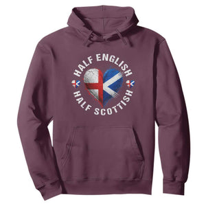 Half English Half Scottish Heritage Hoodie Heart St Georges Cross and Saltire Pride