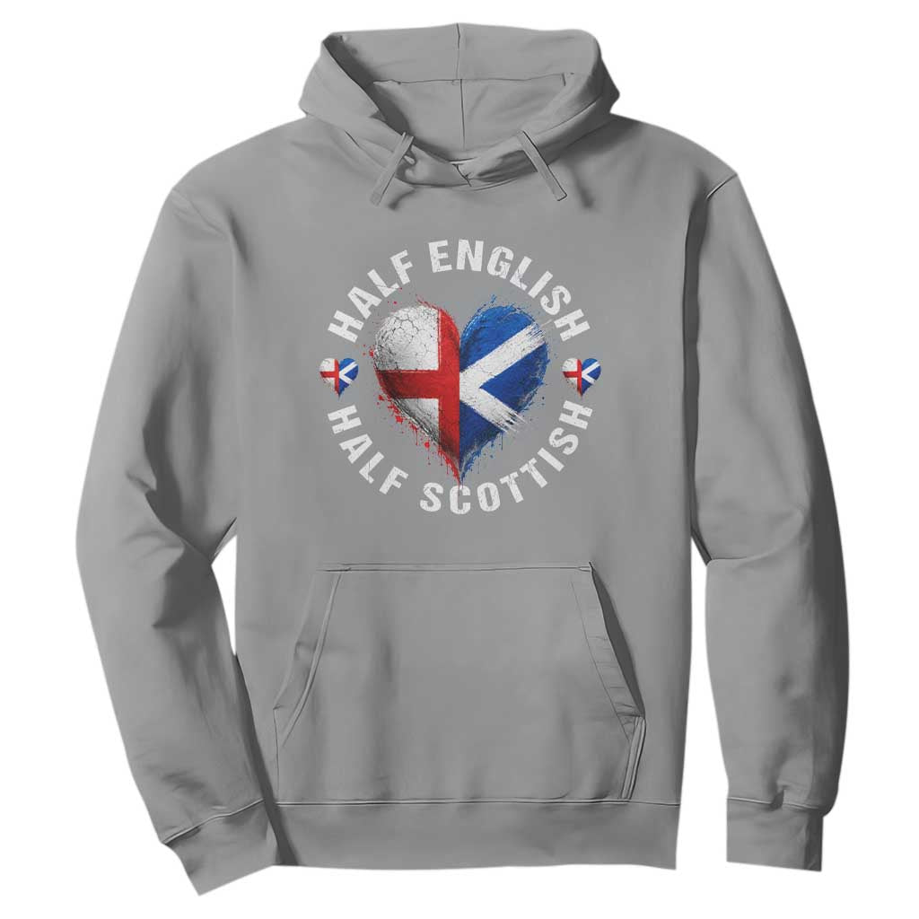Half English Half Scottish Heritage Hoodie Heart St Georges Cross and Saltire Pride