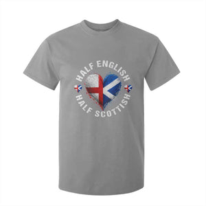 Half English Half Scottish Heritage T Shirt For Kid Heart St Georges Cross and Saltire Pride