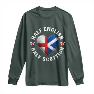 Half English Half Scottish Heritage Long Sleeve Shirt Heart St Georges Cross and Saltire Pride