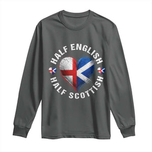 Half English Half Scottish Heritage Long Sleeve Shirt Heart St Georges Cross and Saltire Pride