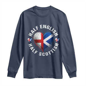 Half English Half Scottish Heritage Long Sleeve Shirt Heart St Georges Cross and Saltire Pride