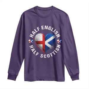 Half English Half Scottish Heritage Long Sleeve Shirt Heart St Georges Cross and Saltire Pride