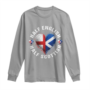 Half English Half Scottish Heritage Long Sleeve Shirt Heart St Georges Cross and Saltire Pride