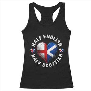 Half English Half Scottish Heritage Racerback Tank Top Heart St Georges Cross and Saltire Pride
