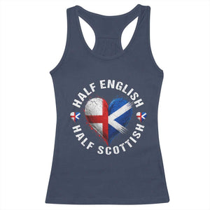 Half English Half Scottish Heritage Racerback Tank Top Heart St Georges Cross and Saltire Pride