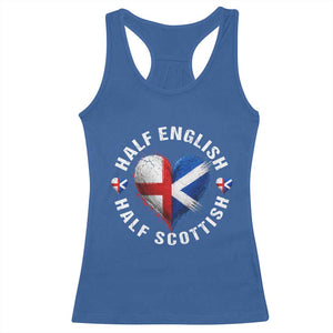 Half English Half Scottish Heritage Racerback Tank Top Heart St Georges Cross and Saltire Pride