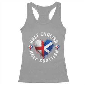 Half English Half Scottish Heritage Racerback Tank Top Heart St Georges Cross and Saltire Pride